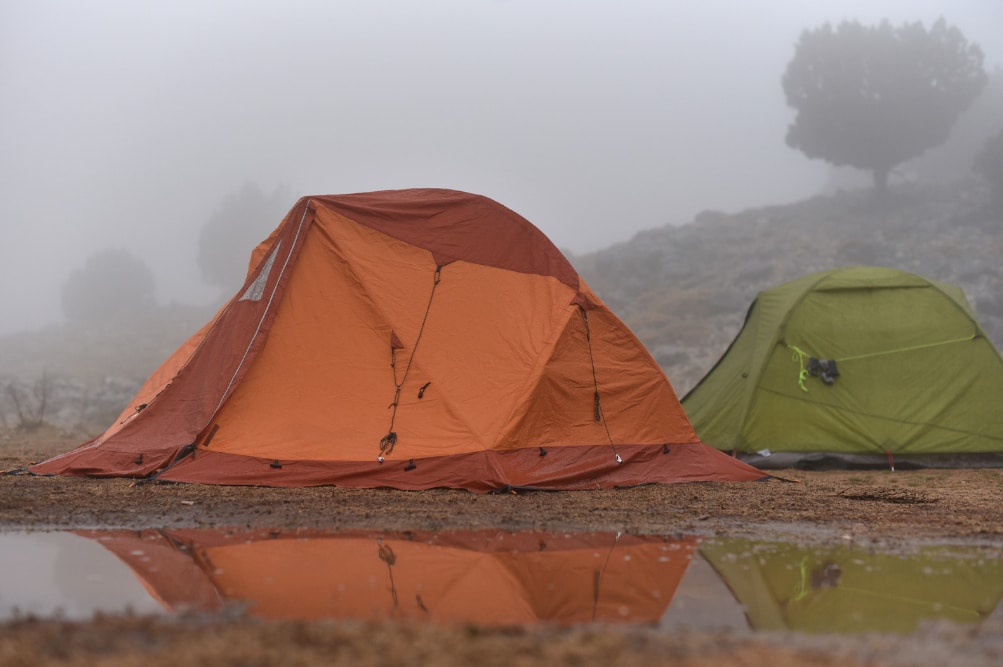 Tents in the rain