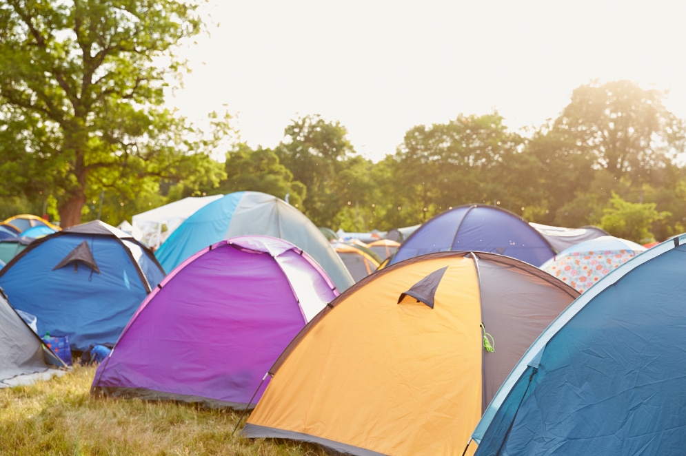 Noisy environment with lots of tents